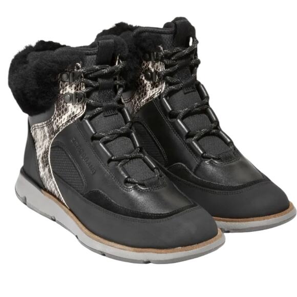 NWOT Women's Cole Haan 4.ZERGRAND Leather Hiker boots in Black – Sz 8 ½ - Picture 2 of 9